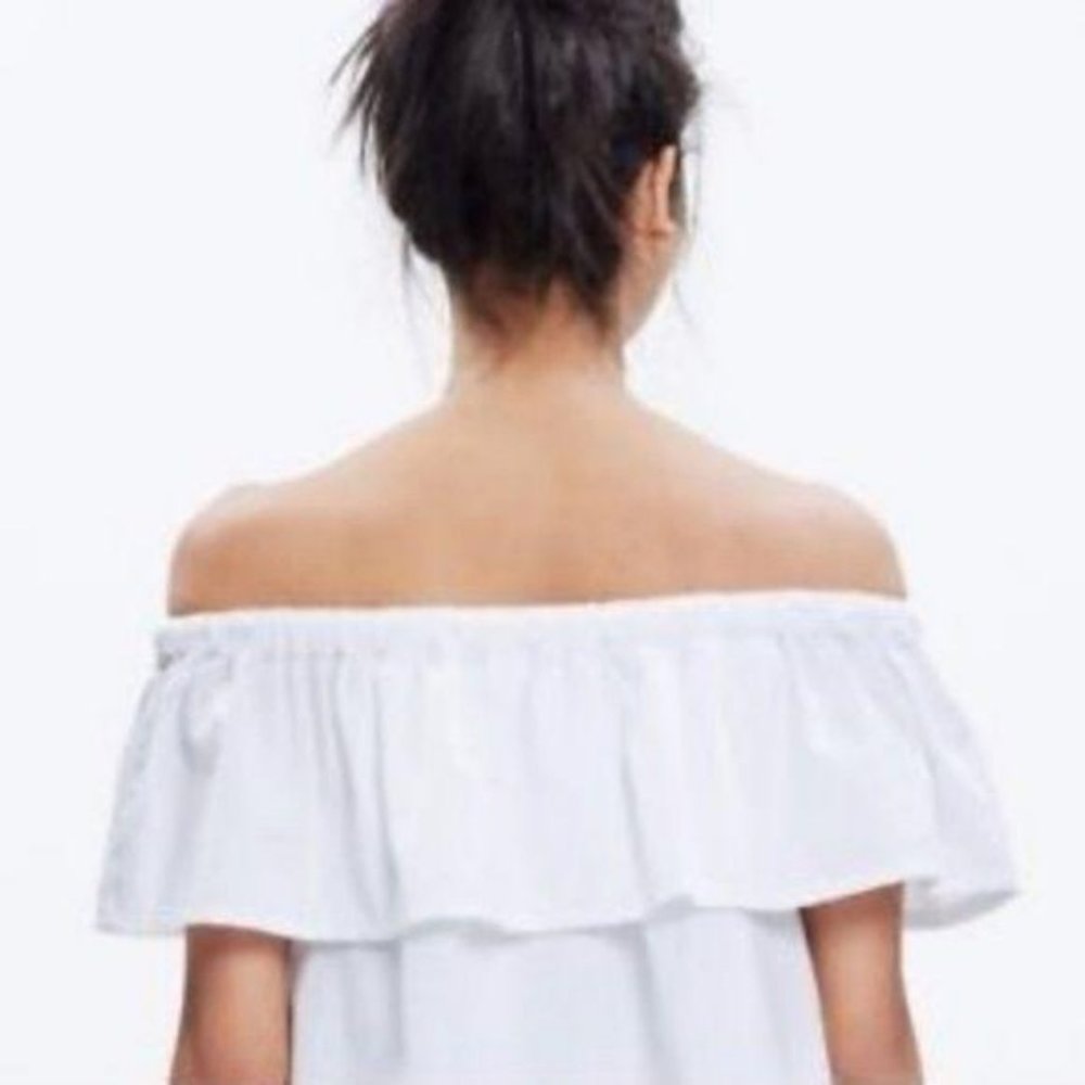 Madewell Eyelet Balcony Off the Shoulder Top Ruffl - Picture 5 of 8
